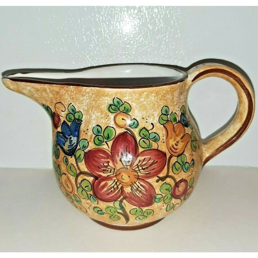 DERUTA Italian Ceramic Hand Painted Pitcher Jug Pottery 4 7/8”
